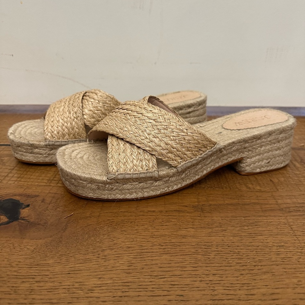 J Crew Made-in-Spain block-heel espadrilles raffia Size 11 - Picture 2 of 7